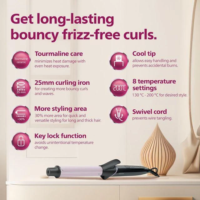 فر کننده و حالت دهنده مو فیلیپس مدل BHB864/00 4 Philips Hair Curler and