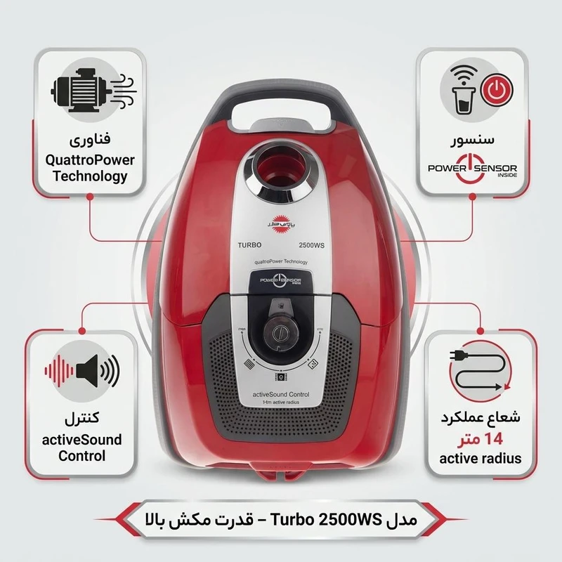 جاروبرقی پارس خزر مدل Turbo 2500WS 8 Pars Khazar Vacuum Model Turbo 2500WS