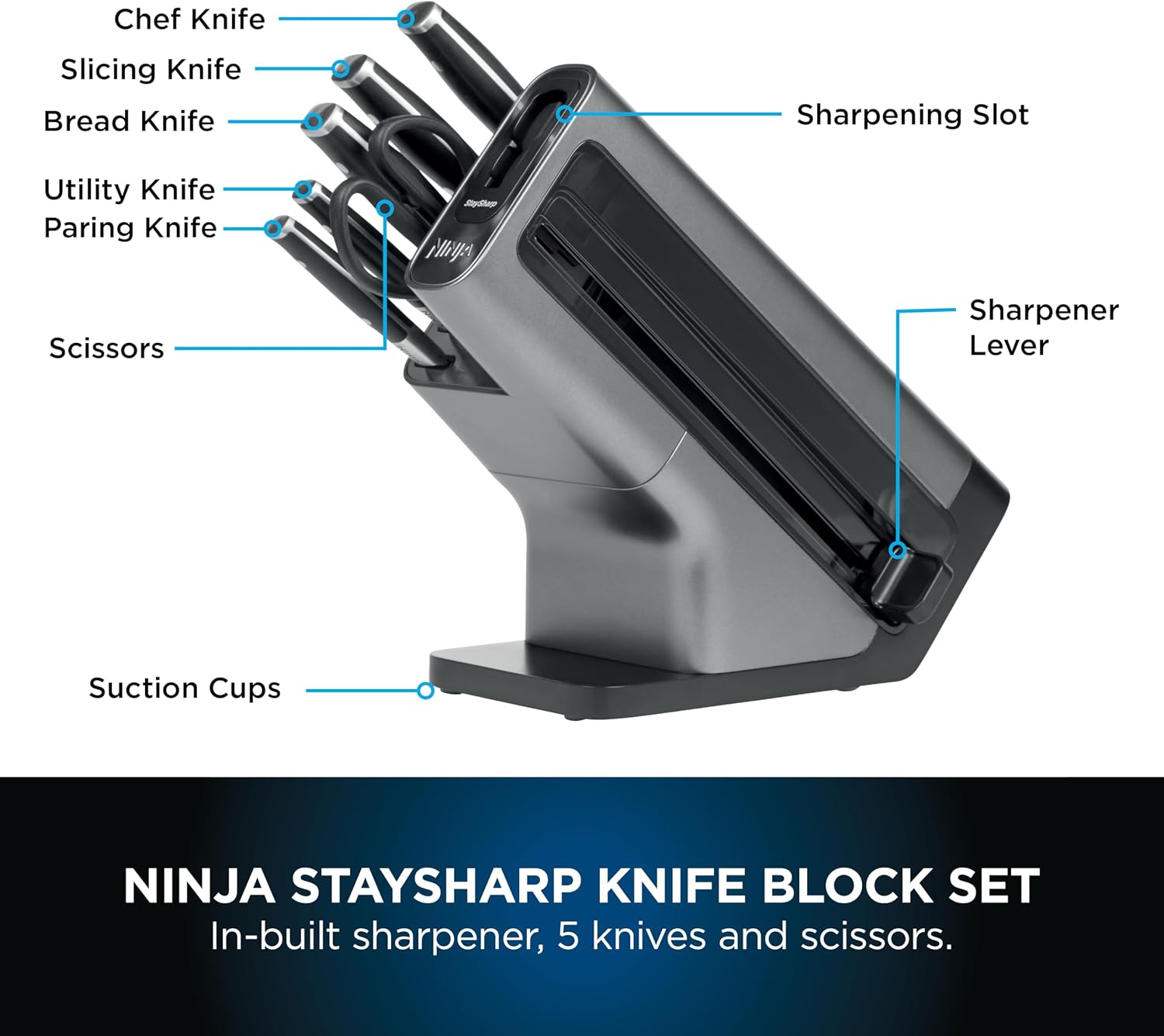 سرویس چاقو 5 پارچه نینجا مدل K32005 7 Ninja 5-Piece Knife Set K32005