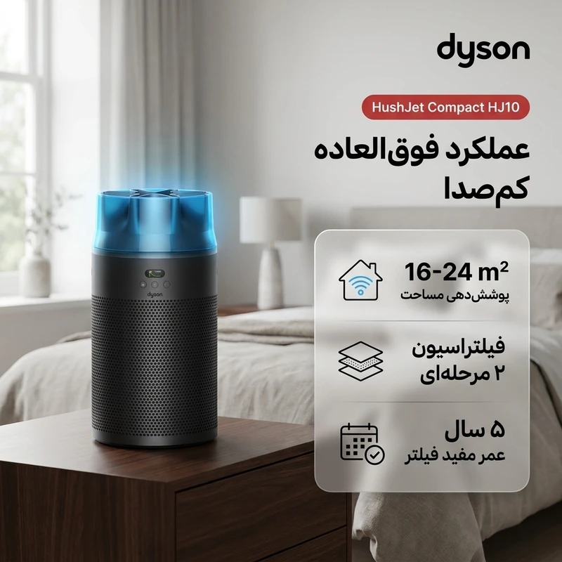 تصفیه کننده هوا دایسون مدل HushJet Compact Purifier HJ10 4 تصفیه کننده